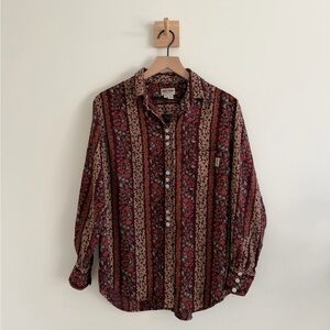 90’s Vintage Guess Jeans Tapestry Floral Button Front Blouse – Size M